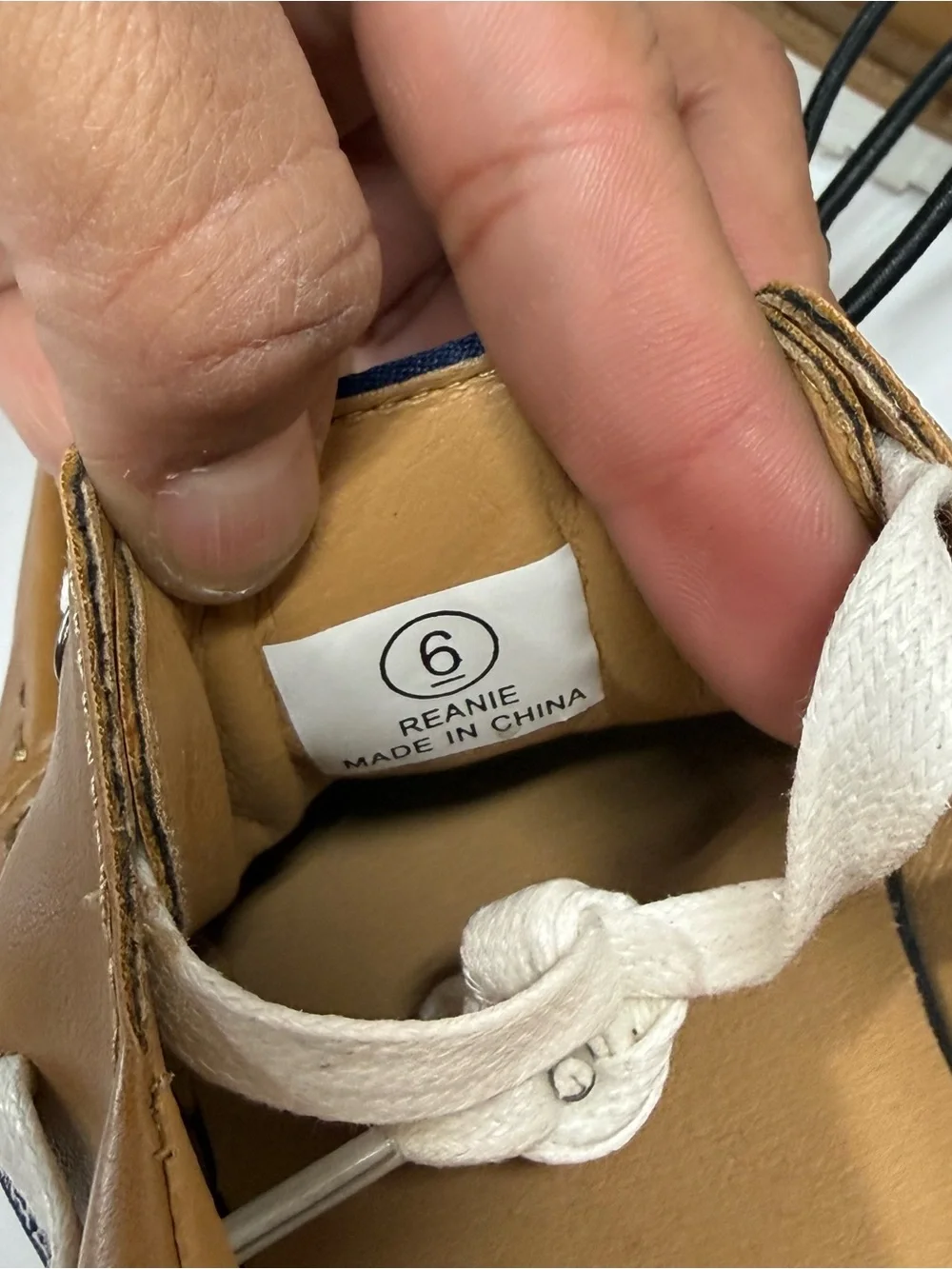 Tahari Men’s Brown Leather Boat Shoes with White Accents